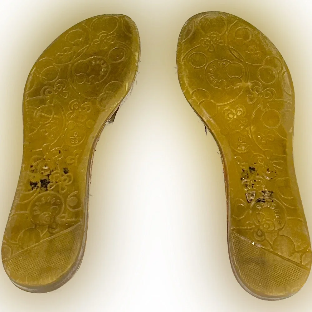 VTG BAMBOO WHITE FLOWER RHINESTONE SANDAL FLIP FLOP THONG BEACH POOL SWIM SUMMER
